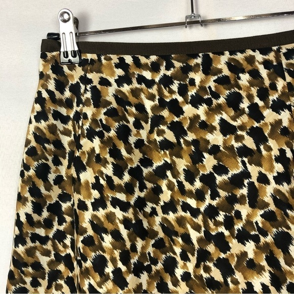 Talbots Brown Animal Print A-Line Linen Silk Maxi Skirt 2 - Picture 3 of 4